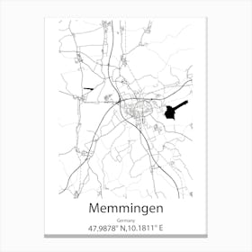 Memmingen,Germany Minimalist Map Canvas Print