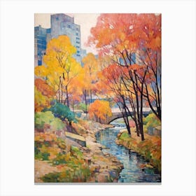 Autumn City Park Painting Cheonggyecheon Park Seoul Canvas Print