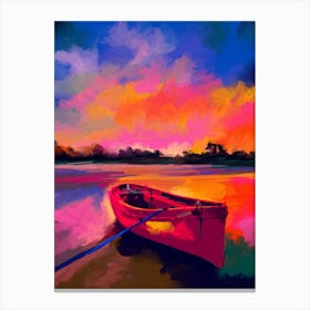 Boat Colorful Knife Painting Canvas Print