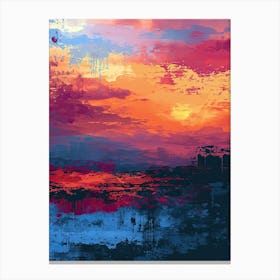 Abstract Sunset | Pixel Minimalism Art Series 2 Canvas Print