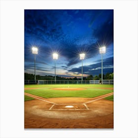 Baseball Field At Night 5 Canvas Print