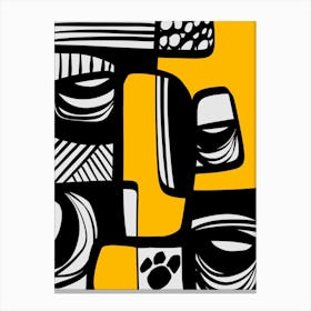 Abstract Painting Black And Yellow 1 Canvas Print