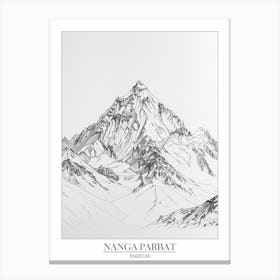 Nanga Parbat Pakistan Line Drawing 2 Poster Canvas Print