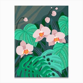 Orchids In The Jungle 1 Canvas Print