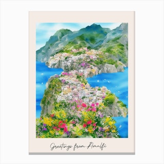 Greetings From Amalfi Italy Canvas Print