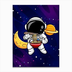 Astronaut & Noodle, Space sushi — space poster, synthwave space, neon space, aesthetic poster Canvas Print
