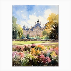 Luxembourg Gardens France Watercolour Painting 2  Canvas Print