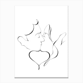 Line Art Kissing Couple_2008610 Canvas Print