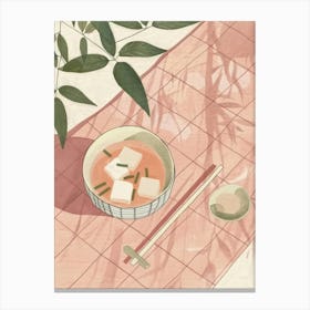 Pink Breakfast Food Miso Soup 2 Canvas Print