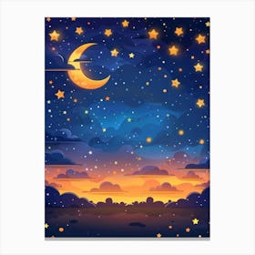 Night Sky With Stars And Moon Canvas Print