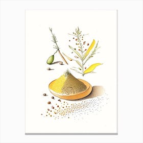 Mustard Seed Spices And Herbs Pencil Illustration 5 Canvas Print