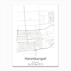 Harenkarspel,Netherlands Minimalist Map Canvas Print