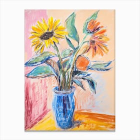Flower Painting Fauvist Style Sunflower 1 Canvas Print