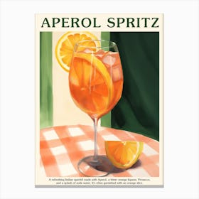 Aperol Spritz Cocktail Poster Kitchen Art Green Canvas Print