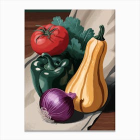 A Still Life Illustration Of A Bouquet Vegetables Canvas Print