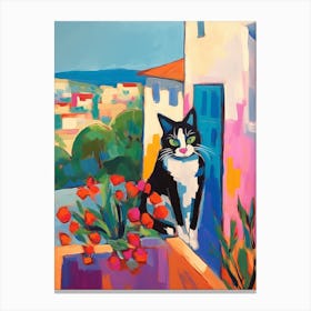 Painting Of A Cat In Limassol Cyprus 1 Canvas Print