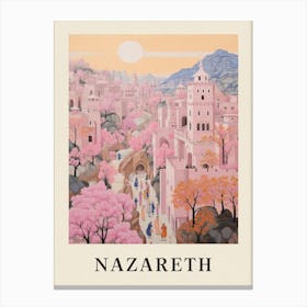 Nazareth Israel 4 Vintage Pink Travel Illustration Poster Canvas Print
