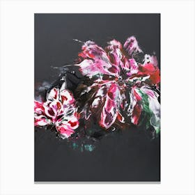 Big Red And Pink Flower Black Background Canvas Print