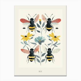 Colourful Insect Illustration Bee 10 Poster Canvas Print