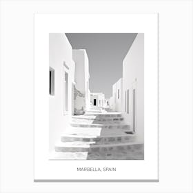 Poster Of Mykonos, Greece, Photography In Black And White 2 Canvas Print