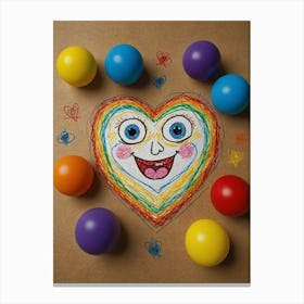 Heart With Colorful Balls Photo Canvas Print