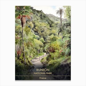Runion National Park France Watercolour 4 Canvas Print