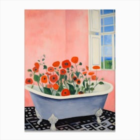 A Bathtube Full Of Poppy In A Bathroom 2 Canvas Print