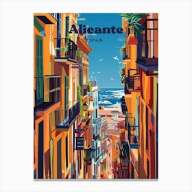 Alicante Spain Steep Travel Illustration Canvas Print