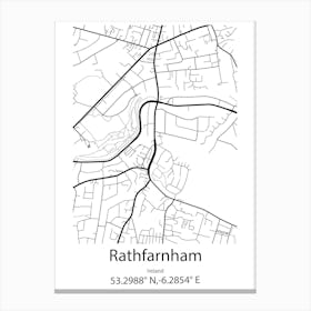 Rathfarnham,Ireland Minimalist Map Canvas Print