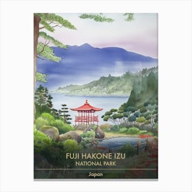 Fuji Hakone Izu National Park Japan Watercolour 1 Canvas Print