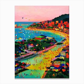 Haeundae Beach, Busan, South Korea Hockney Style Canvas Print
