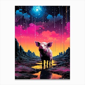 Pig In The Night Sky Canvas Print