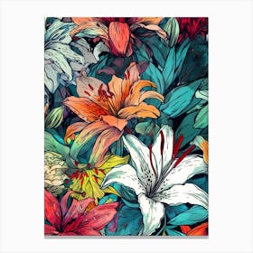 Floral Seamless Pattern flora nature flowers Canvas Print