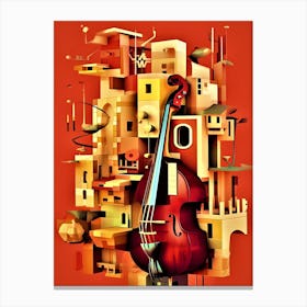 Bass Cello Abstract - Cello In The City Canvas Print