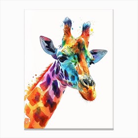 Giraffe Watercolour Face Portrait 4 Canvas Print