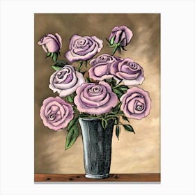 Purple Roses In A Vase 19 Canvas Print