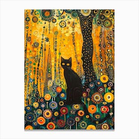 Black Cat In The Garden Canvas Print