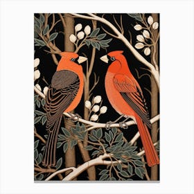 Art Nouveau Birds Poster Cardinal 2 Canvas Print
