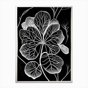 Wood Sorrel Leaf Linocut Canvas Print