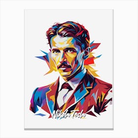 Nikola Tesla 02 Portrait WPAP Pop Art Canvas Print