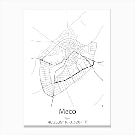 Meco,Spain Minimalist Map Canvas Print