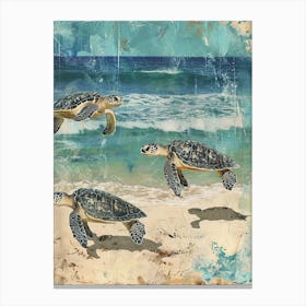 Kitsch Sea Turtle Collage 4 Canvas Print