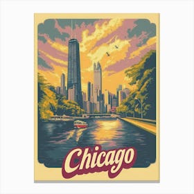 Aihrgdesign A Vintage Travel Poster Of Chicago Featuring The 2 Canvas Print