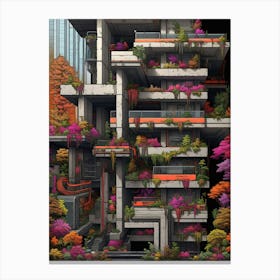 Brutalist Architecture Pixel Art 7 Canvas Print