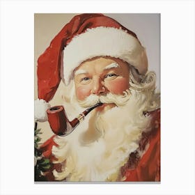 Santa Claus Smoking Pipe Canvas Print