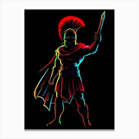 Spartan Warrior - Neon Color Silhouette Canvas Print