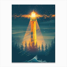 Lighthouse At Night 15 Canvas Print