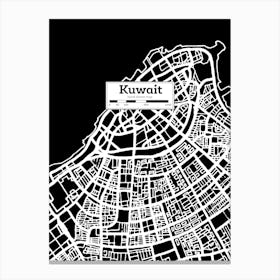 Kuwait City Map, Kuwait — Hand-drawn map, vector black map Canvas Print