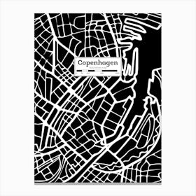 Copenhagen (Denmark) City Map — Hand-drawn map, vector black map Canvas Print