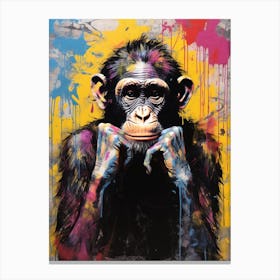 Colourful Thinker Monkey Graffii Style 4 Canvas Print